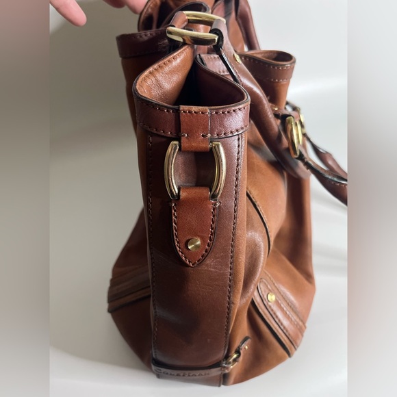 Cole Haan Paige F06 Cognac Brown Leather Boho Bag. So Soft! - Picture 5 of 6